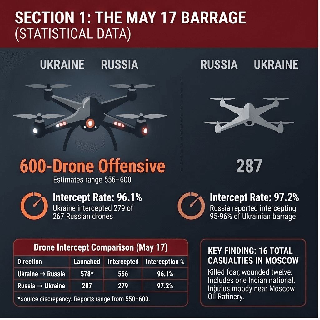 Infographic: the scale of the May 17 drone barrage